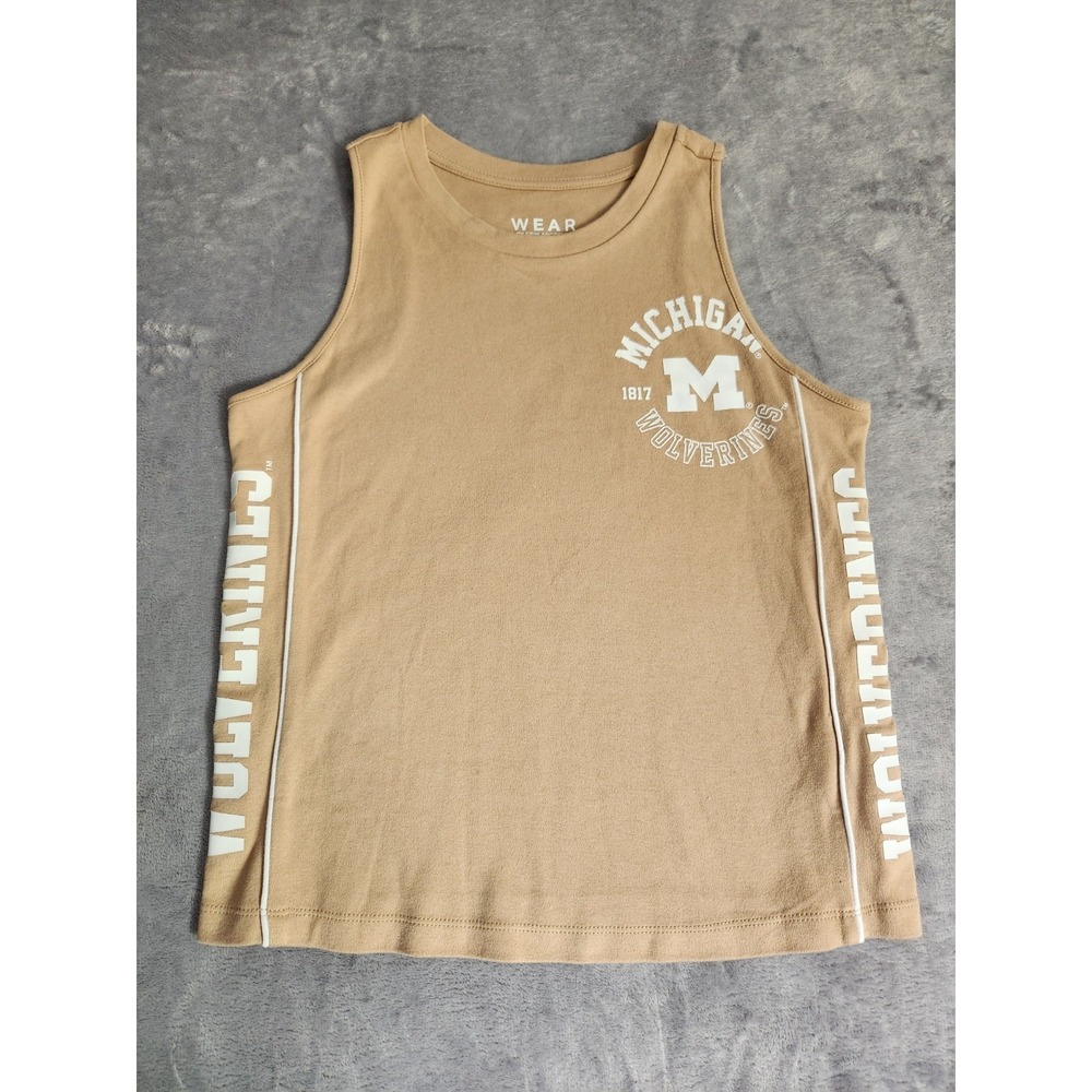 New Michigan Wolverines Wear Erin Andrews Women's Tan White Tank Medium M